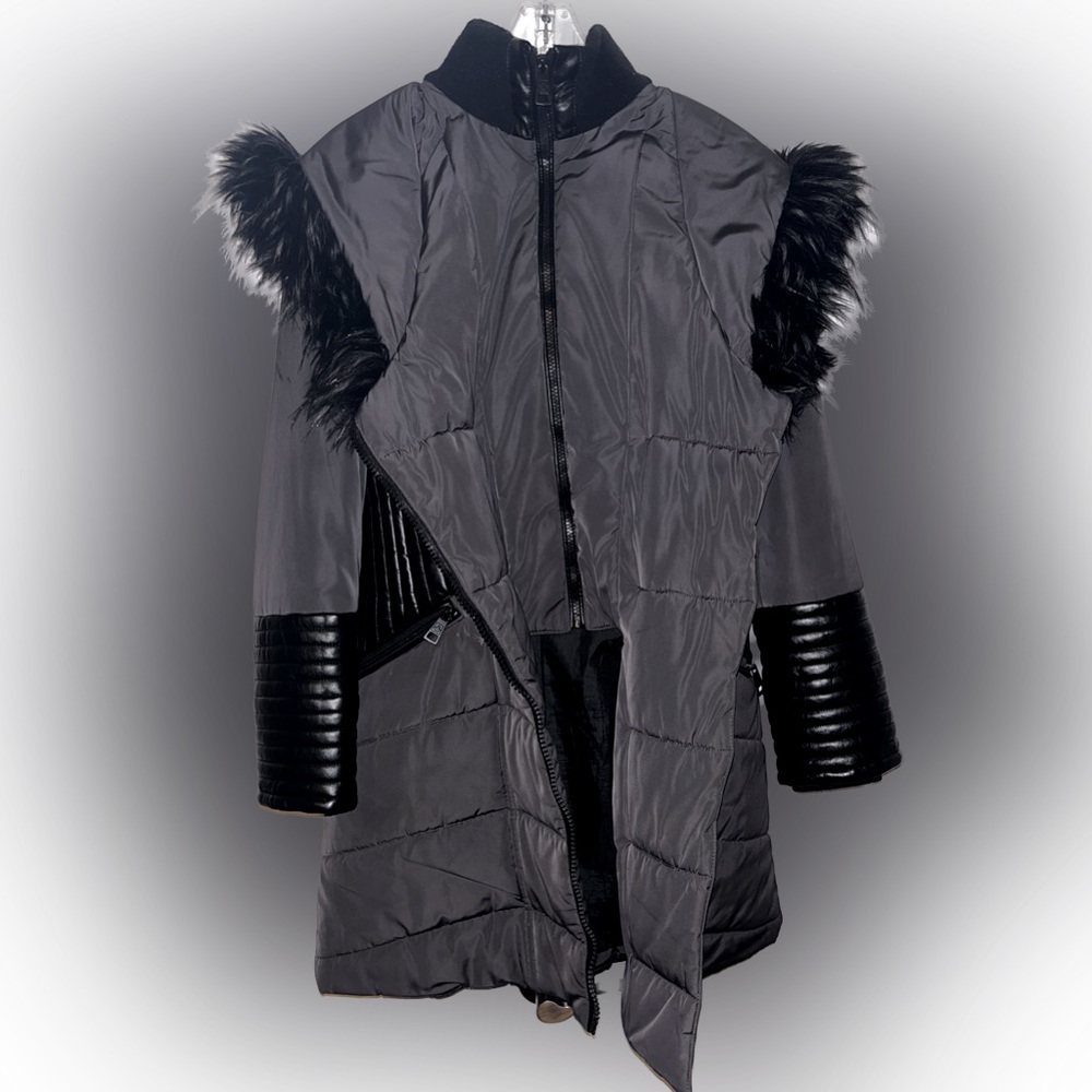 Faux fur north side jacket vegan leather accessories